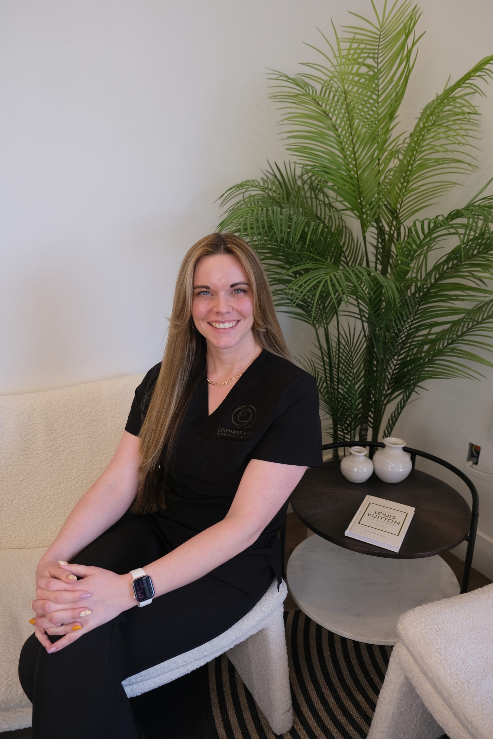 Stephany Reese seated in the waiting area