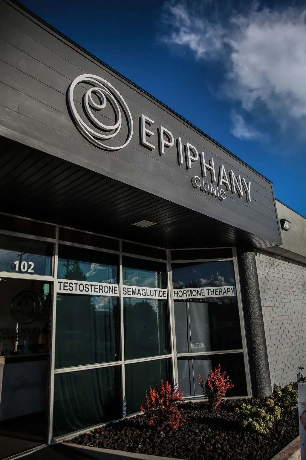 Epiphany Clinic storefront and sign in American Fork, Utah